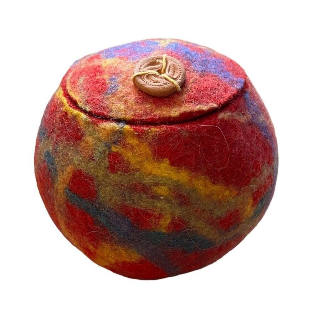 Felted Container w/Lid Felt Works Handfelting Handmade Jar By Chamberlain Pink